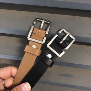 PU Leather Pin Buckle Thin Belt