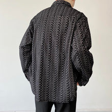 Load image into Gallery viewer, Sequin Lapel Black Long Sleeve Shirt
