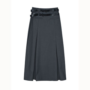 A-line Suit Skirt With Double Belt