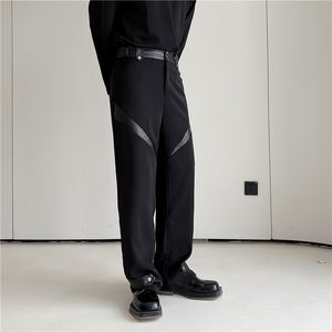 Paneled Contrast Casual Straight Pants