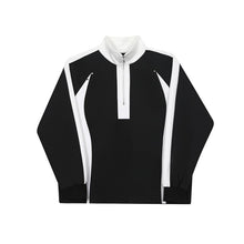 Load image into Gallery viewer, Color Block Zipper Stand Collar Sweatshirt
