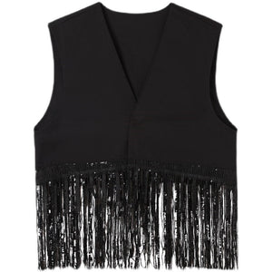 Tassel Sequin Stitching Hip Hop Performance Vest