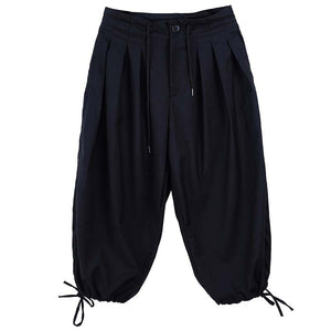 Elastic Waist Pleated Cropped Casual Pants