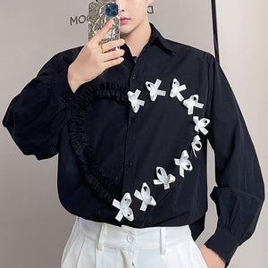 Bow Contrast Lace Shirt