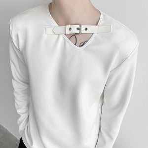 V-neck Shoulder Pads Simple Bottoming Shirt