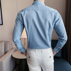 V-Neck Solid Color Slim Fit Shirt