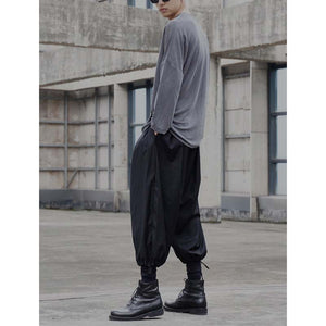 Elastic Waist Pleated Cropped Casual Pants