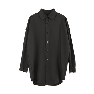 Simple Black Long Sleeve Loose Shirt