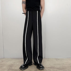 Black White Webbing Contrast Pants