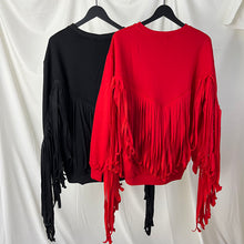 Load image into Gallery viewer, Fringed Long Sleeve Sweatshirt
