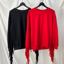 Load image into Gallery viewer, Fringed Long Sleeve Sweatshirt
