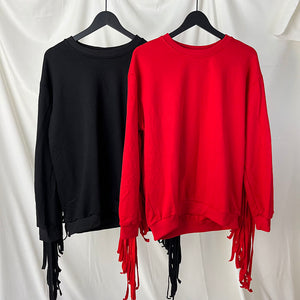 Fringed Long Sleeve Sweatshirt