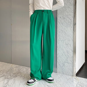 Green Drape Loose Slacks