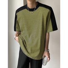 Load image into Gallery viewer, Striped Panel Short Sleeve T-shirt
