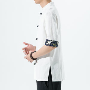 Retro Buttoned Cotton Linen Shirt