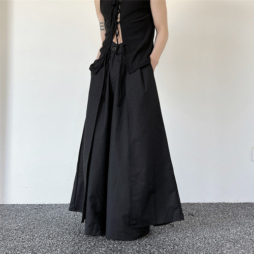 Dark Knight Double Layer Wide-Leg Trousers