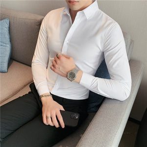 Solid Color Long Sleeve Slim Fit Shirt