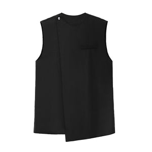 Slanted Button Sleeveless Vest