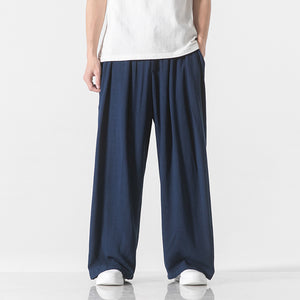 Loose Solid Straight-leg Pants