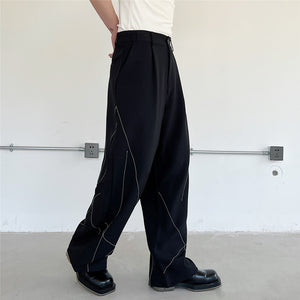 Line Decoration Straight Casual Pants