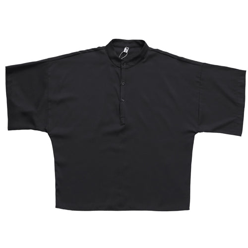 Loose Stand Collar Half Sleeve Shirt