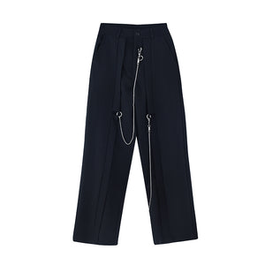 Metal Chain Trim Suit Trousers