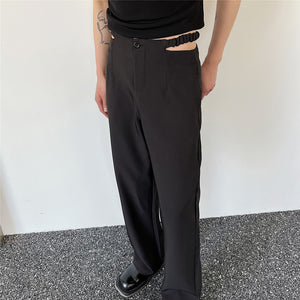 Waist Cutout Straight Wide-leg Trousers