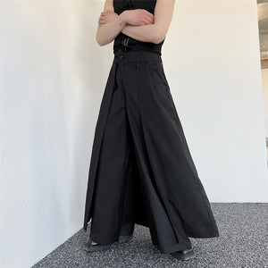 Dark Knight Double Layer Wide-Leg Trousers