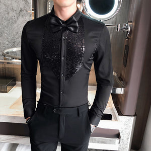 Slim Fit Sequin Long Sleeve Shirt