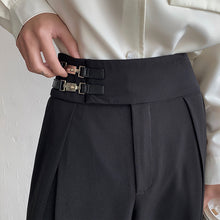 Load image into Gallery viewer, Casual Wide-leg Pants with Belt Metal Buckle
