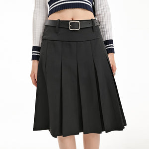 High Waist A Line Pleated Skirt