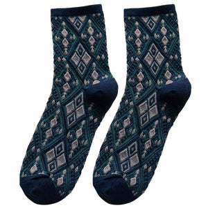 Lovely Retro Ethnic Rhombus Print Socks