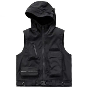 Dark Multi -pocket Hooded Vest