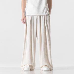 Loose Solid Straight-leg Pants