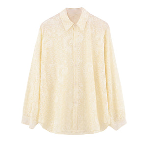 Jacquard Cutout Long-sleeved Shirt