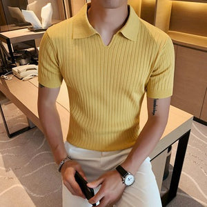 Slim Fit Knit Short Sleeve Polo Shirt