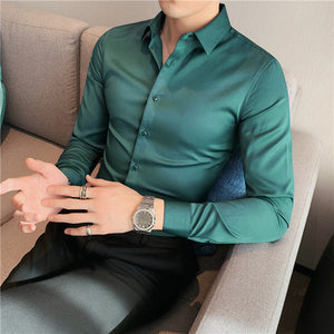 Solid Color Long Sleeve Slim Fit Shirt