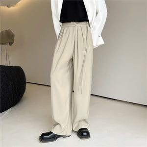 Elasticized Loose Straight Leg Trousers