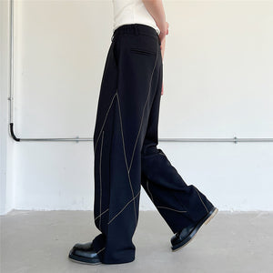 Line Decoration Straight Casual Pants