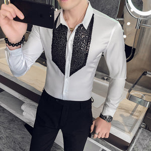 Slim Fit Sequin Long Sleeve Shirt