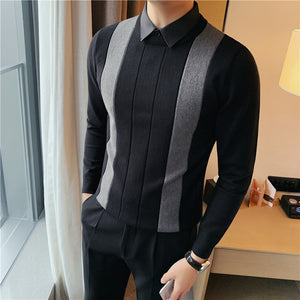 Fake Two Piece Shirt Collar Slim Sweater