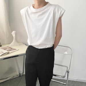 Summer Shoulder Pad Sleeveless T-Shirt