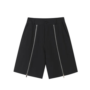 Zipper Decoration Straight Five-point Shorts