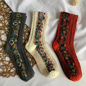 Warm Ethnic Cute Floral Printing Socks