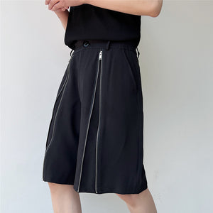 Zipper Decoration Straight Five-point Shorts