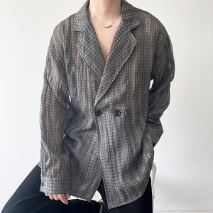 Summer Thin Wrinkled Lapel Shirt