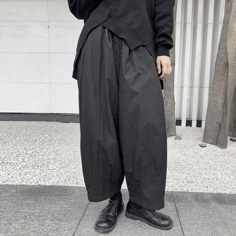 Winter Loose Cropped Wide-leg Fleece-lined Pants