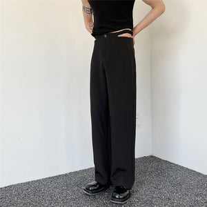 Waist Cutout Straight Wide-leg Trousers