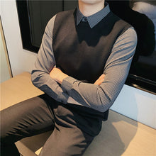 Load image into Gallery viewer, Fake Two Piece Shirt Collar Slim Sweater
