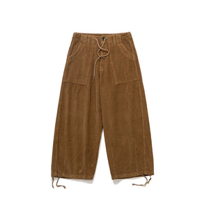 Loose Drawstring Corduroy Trousers